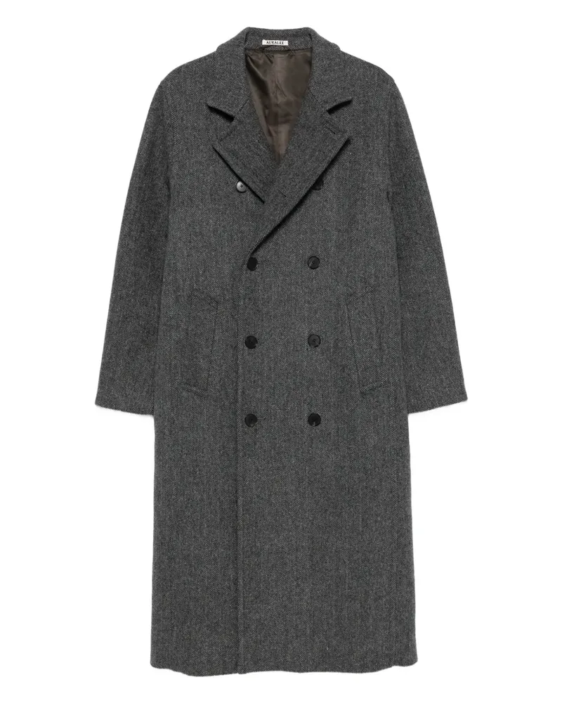 AURALEE Doppelreihiger Shetland Mantel - Grau Grau