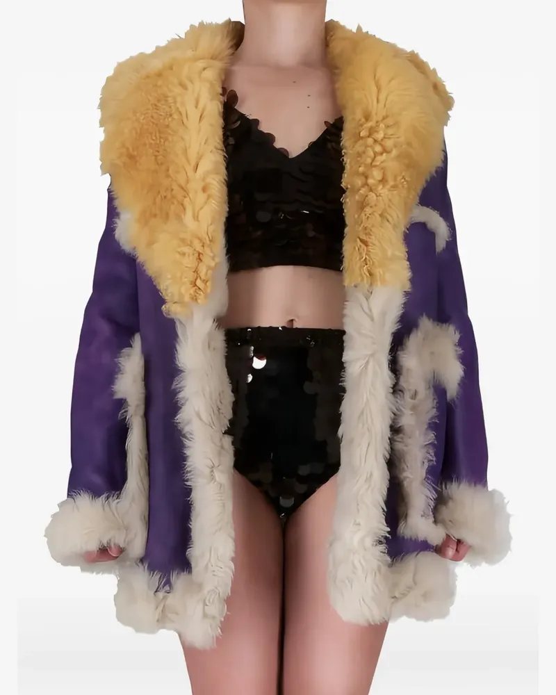 Prada Mantel mit Pelzkragen - Violett Violett