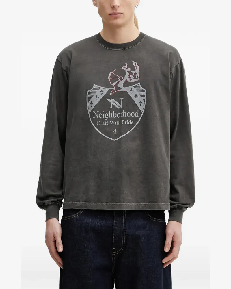 Neighborhood Langarmshirt mit grafischem Print - Grau Grau