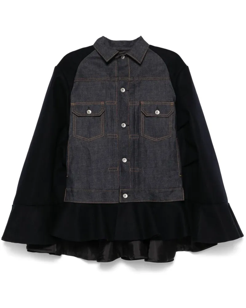 Sacai Cape mit Jeanseinsatz - Blau Blau