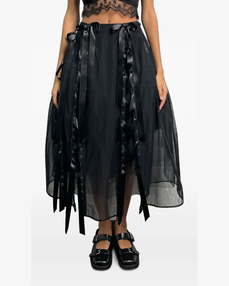 Simone Rocha A-Linien-Midirock mit Schleifendetail - Schwarz Schwarz