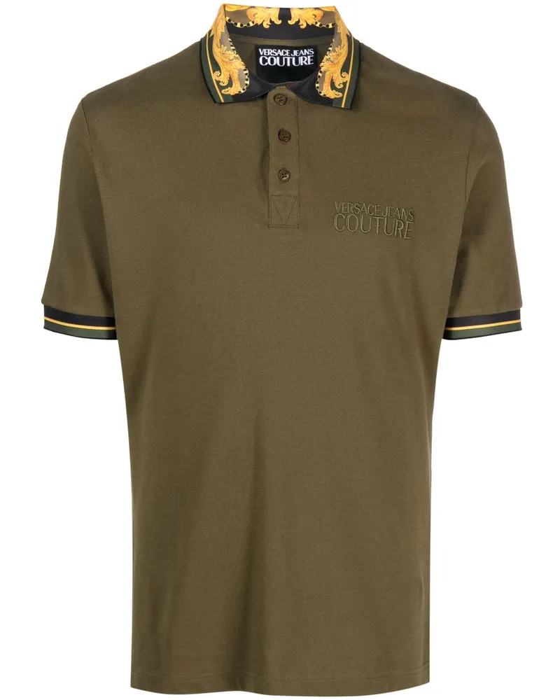 Versace Jeans Poloshirt mit Barockmuster Grün