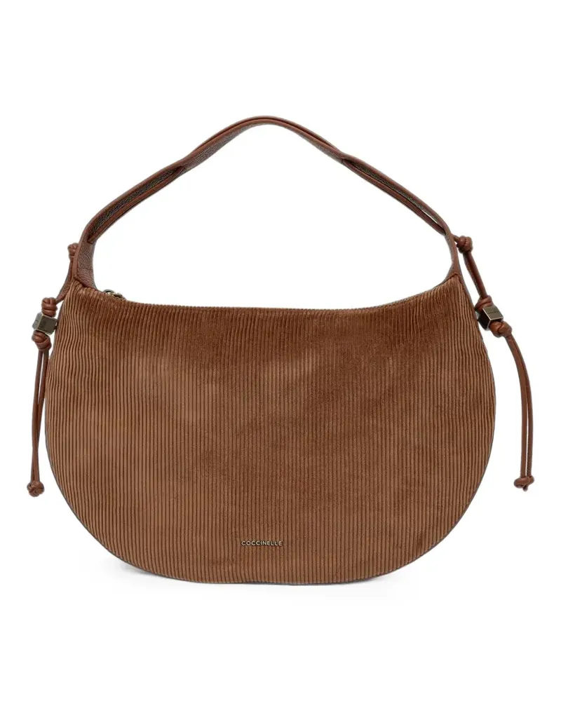 Coccinelle Mittelgroße Thess Schultertasche aus Cord - Braun Braun