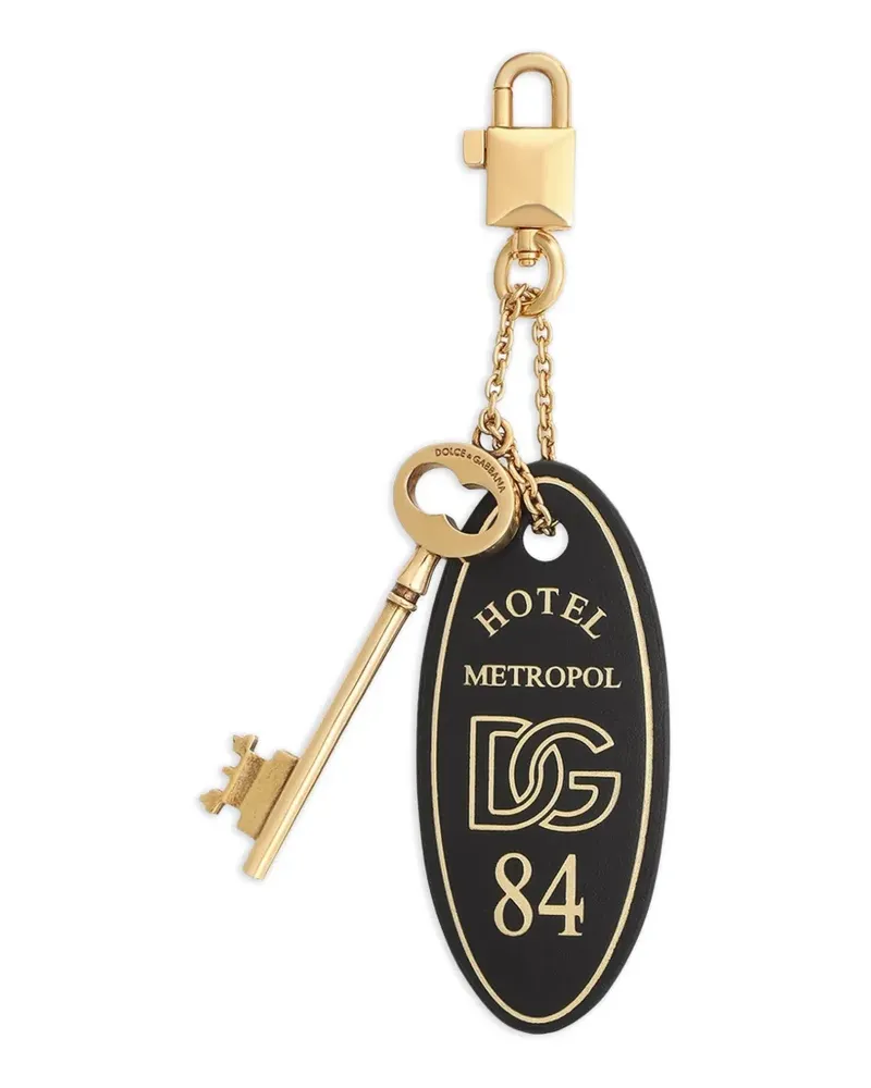 Dolce & Gabbana Schlüsselanhänger mit Logo-Schild - Schwarz Schwarz