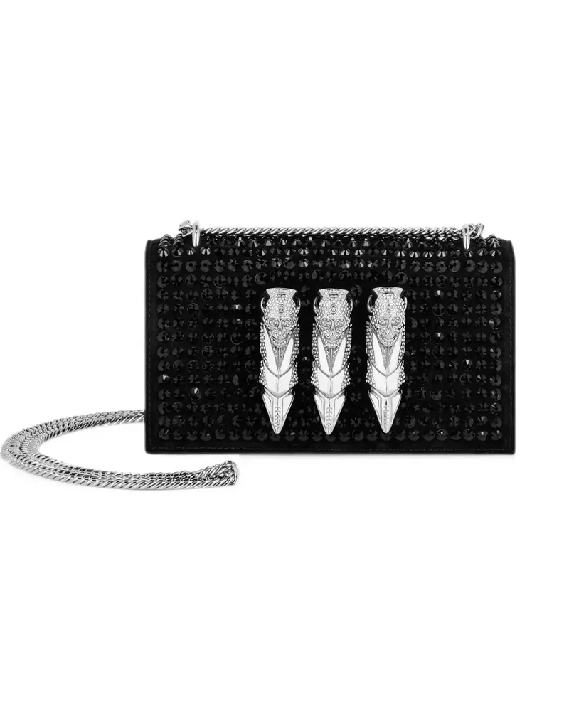 Philipp Plein Kleine Schultertasche mit Kristallen - Schwarz Schwarz