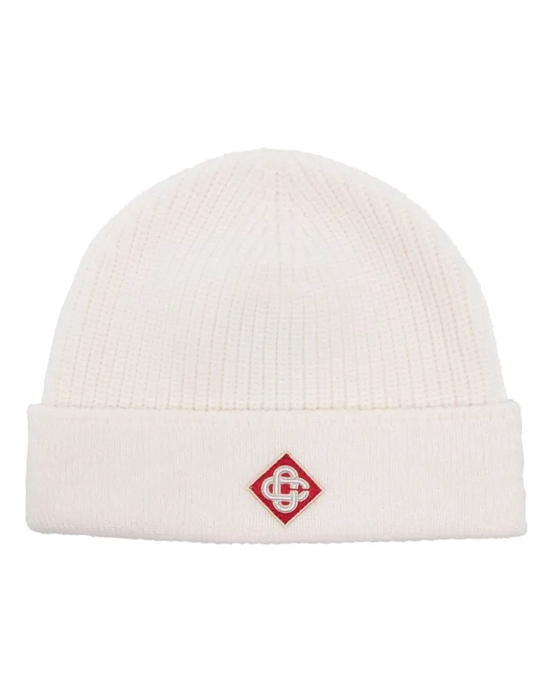 Casablanca Paris Beanie mit Logo-Patch Nude