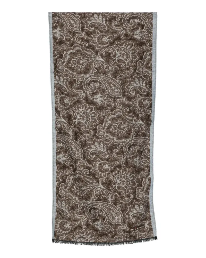 Kiton Ausgefranster Schal mit Paisley-Print - Braun Braun