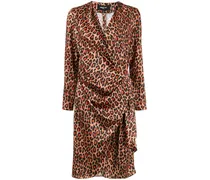 Wickelkleid mit Leoparden-Print - Braun