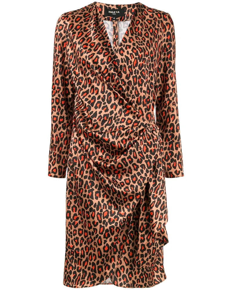 Paule Ka Wickelkleid mit Leoparden-Print - Braun Braun