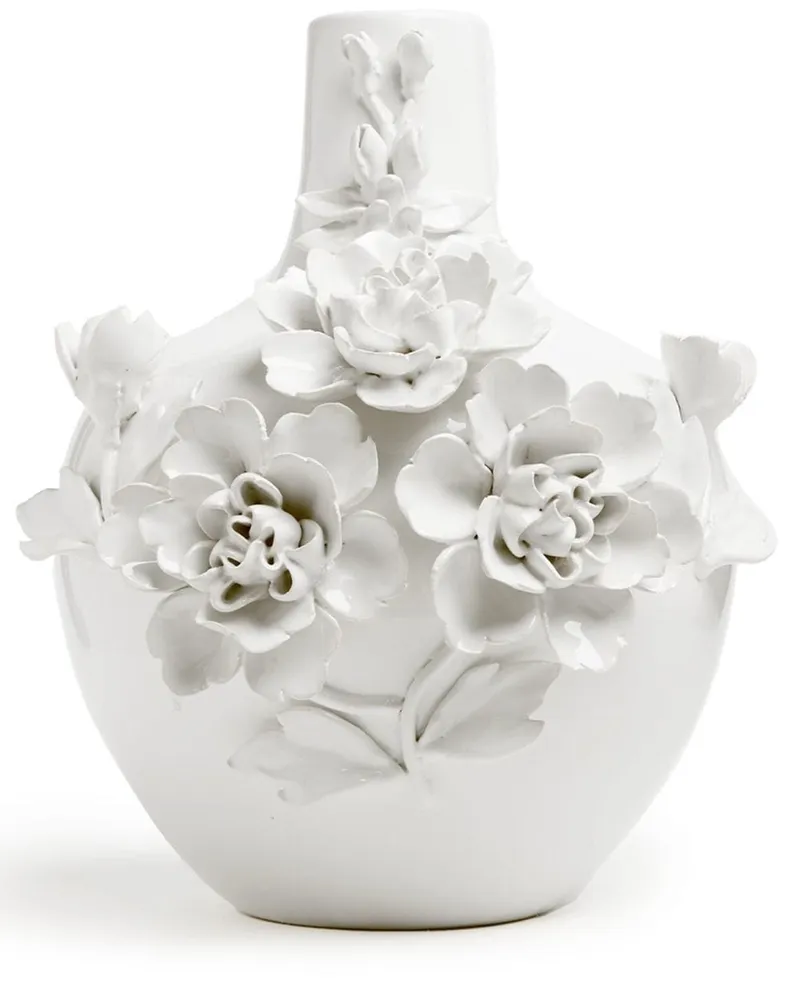 POLSPOTTEN Vase aus Porzellan mit Rosen - Weiß Weiß