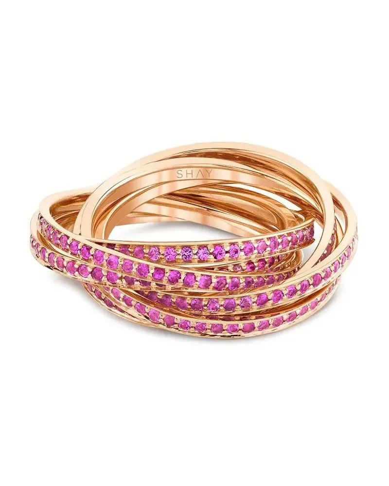 SHAY 18kt Rolling Orbit Rotgoldring mit Saphiren Gold