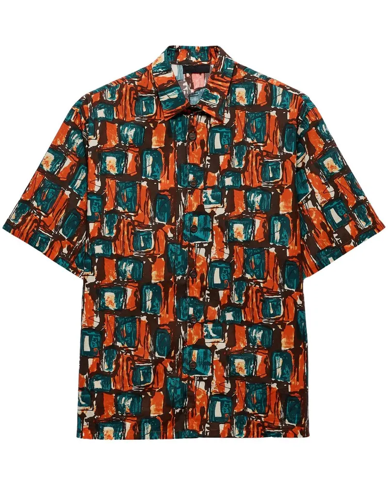 Prada Hemd mit Quadrat-Print - Orange Orange