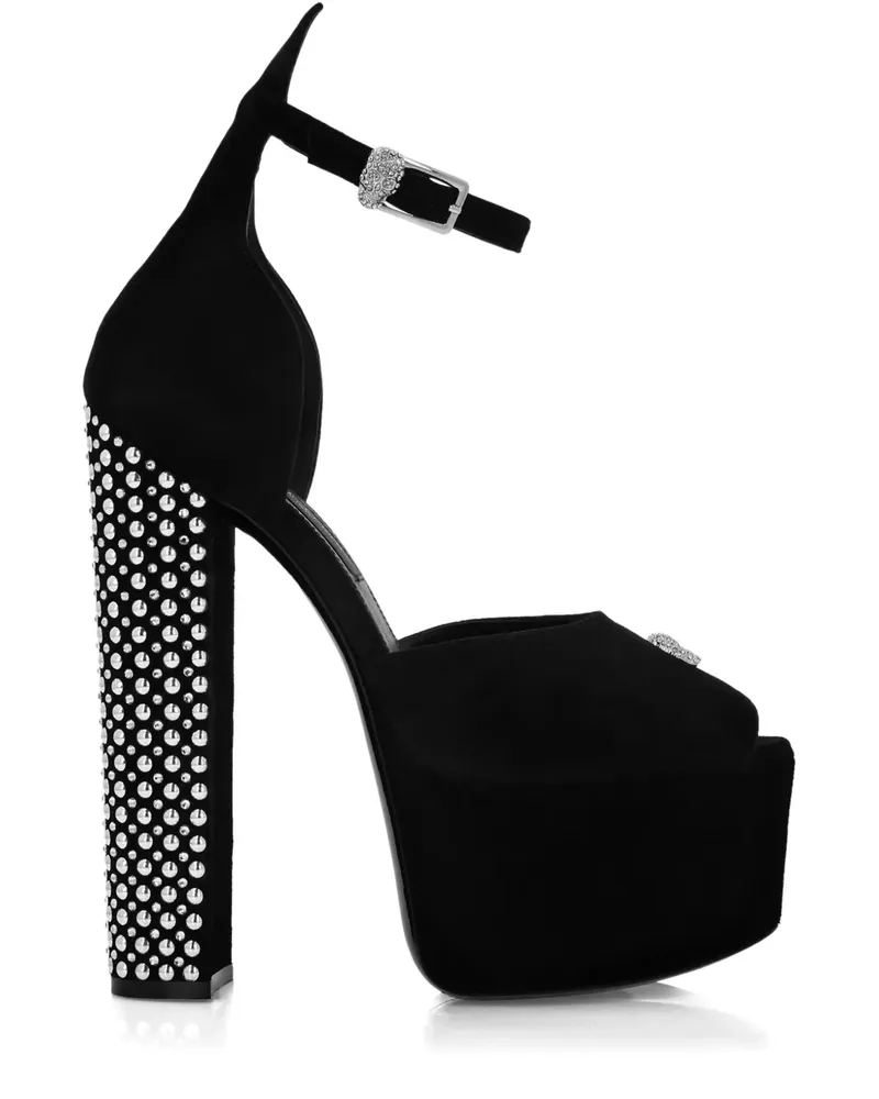 Philipp Plein Plateau-Sandalen mit Totenkopf - Schwarz Schwarz