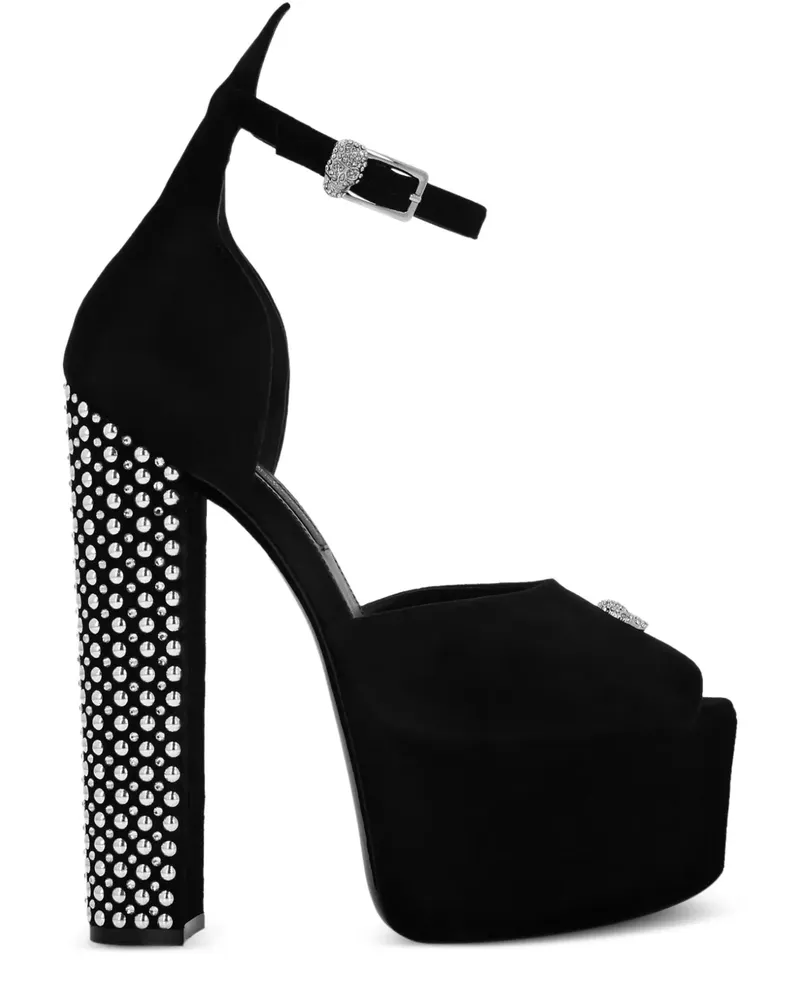 Philipp Plein Plateau-Sandalen mit Totenkopf - Schwarz Schwarz
