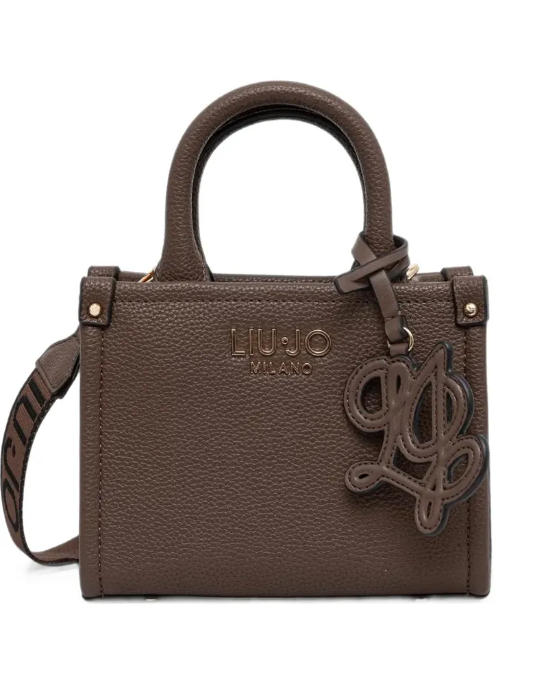Liu Jo grained-effect logo-charm satchel bag - Braun Braun