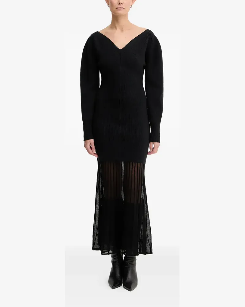 HUGO BOSS Midikleid mit Puffärmeln - Schwarz Schwarz