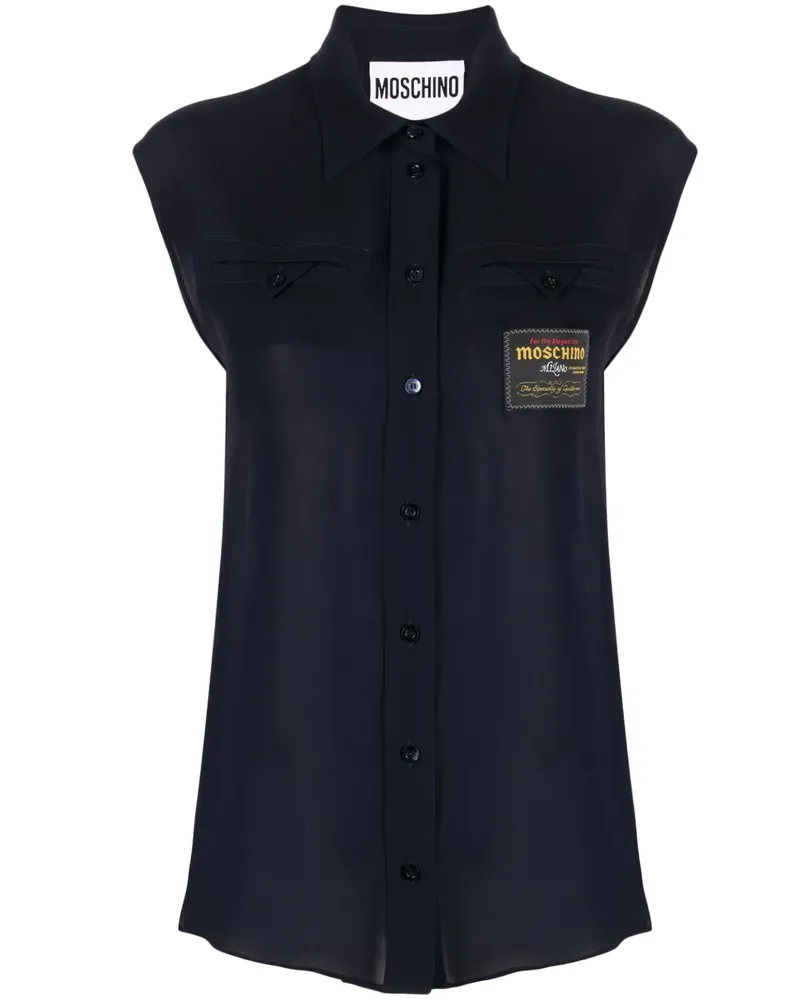 Moschino Ärmelloses Seidenhemd - Blau Blau