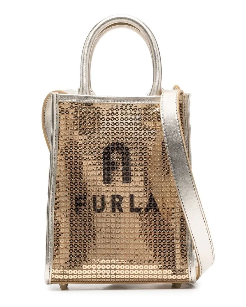 Furla Shopper mit Logo-Print - Gold Gold