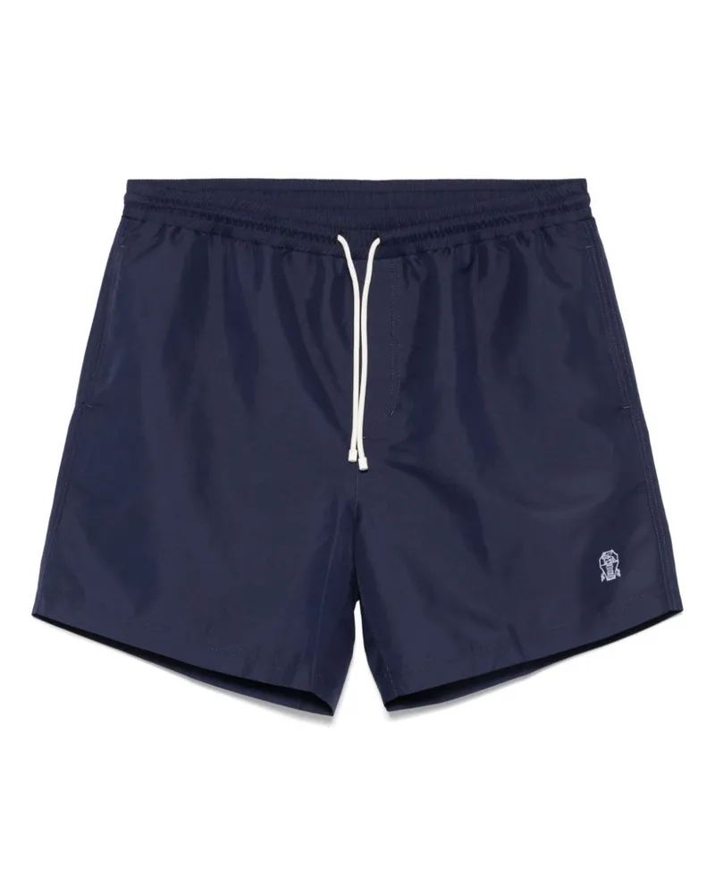 Brunello Cucinelli Badeshorts mit Logo-Stickerei - Blau Blau
