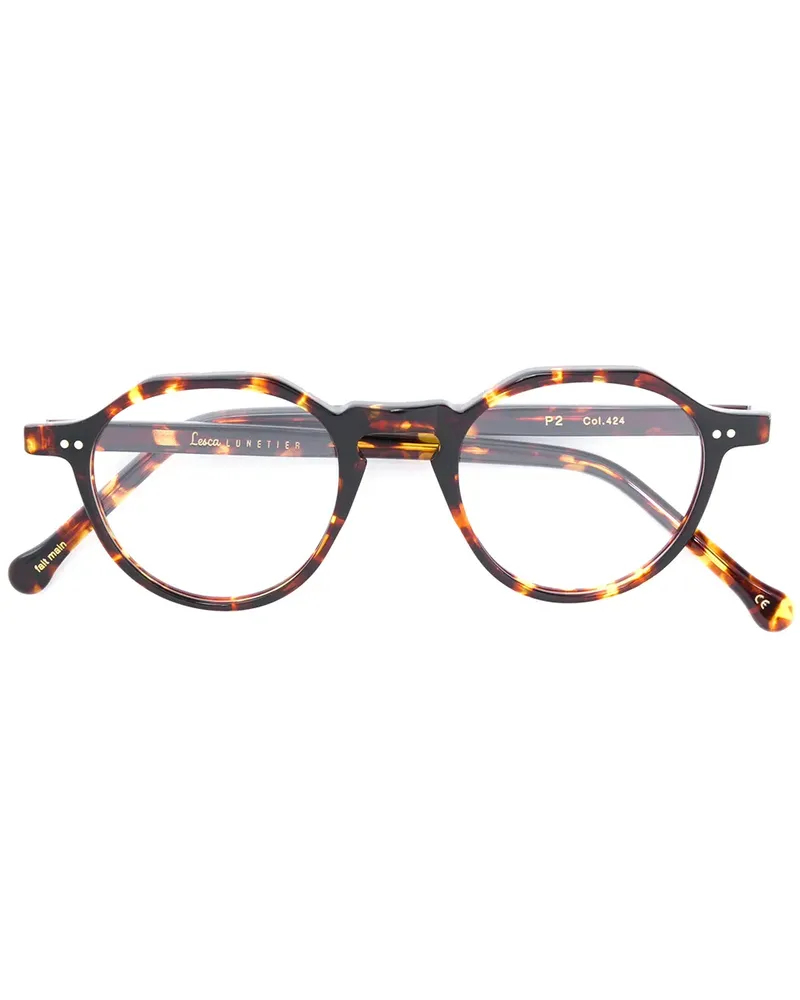Lesca Brille mit runden Gläsern - Braun Braun