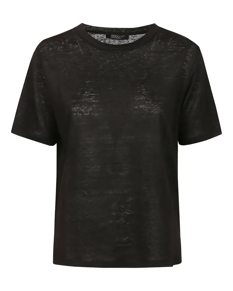 ARAGONA linen t-shirt - Schwarz Schwarz