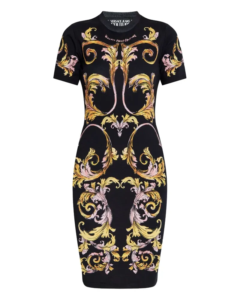 Versace Jeans Kleid mit Barock-Print - Schwarz Schwarz