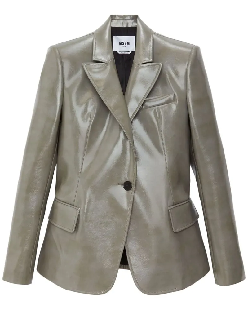 MSGM Blazer aus Faux-Leder - Grau Grau