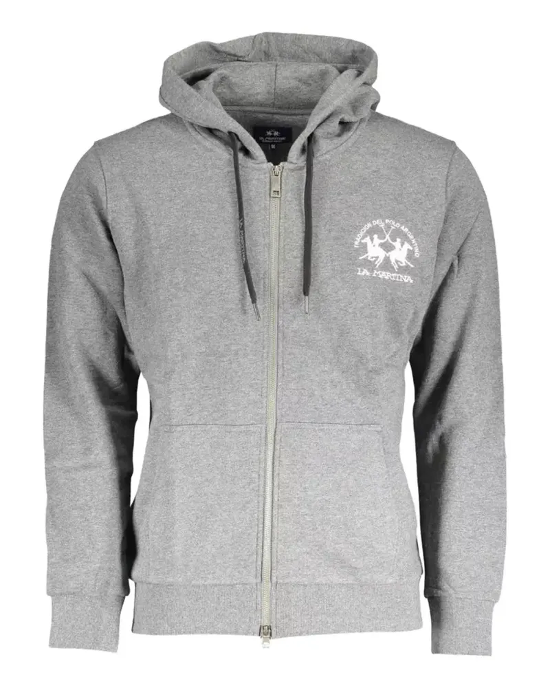 La Martina logo-embroidered zip-up hoodie - Grau Grau