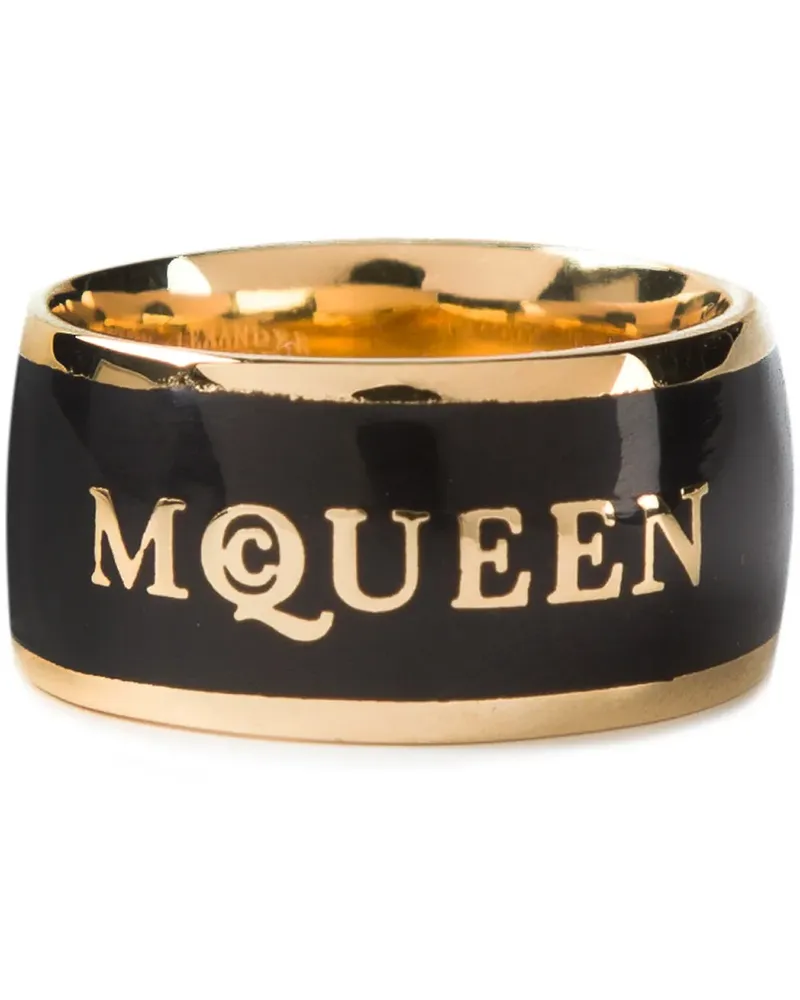 Alexander McQueen Ring mit Logo-Print - Schwarz Schwarz