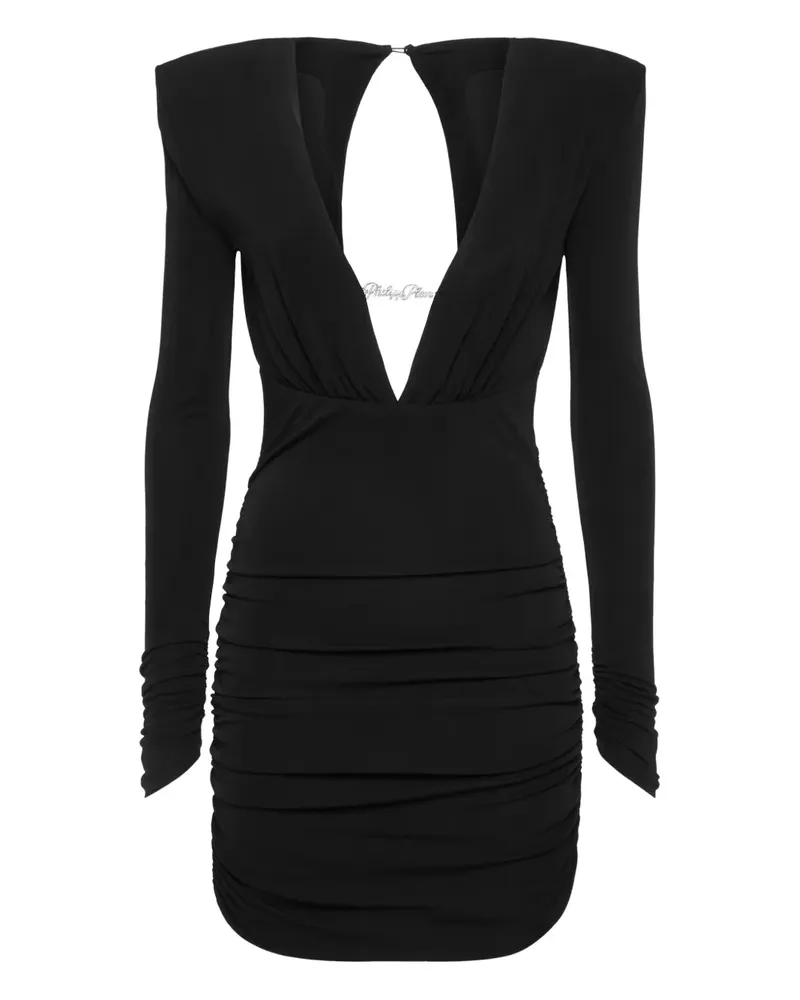 Philipp Plein Minikleid mit tiefem V-Ausschnitt - Schwarz Schwarz