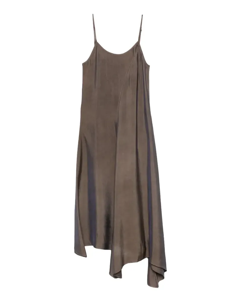Uma Wang Asymmetrisches Acrry Midikleid mit Spaghettiträgern - Braun Braun