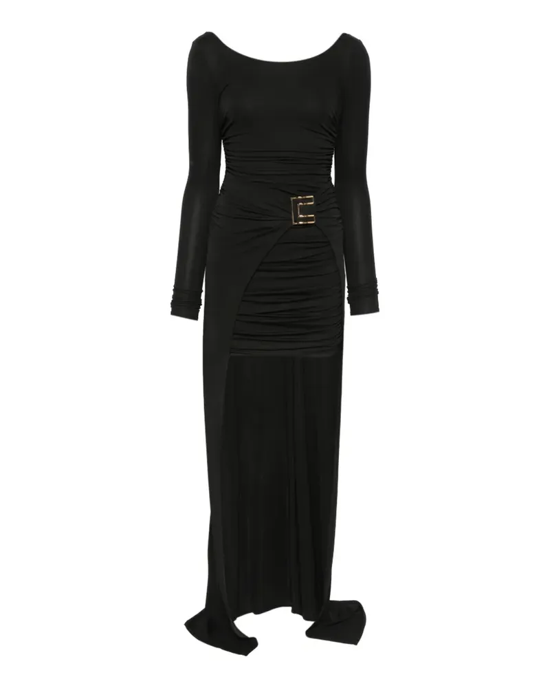 Elisabetta Franchi Asymmetrisches Kleid mit Logo-Schnalle - Schwarz Schwarz