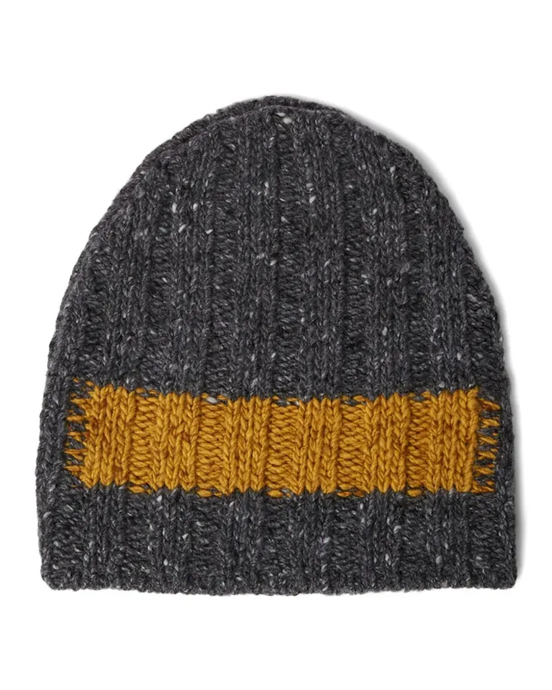 PLAN C Gerippte Beanie - Grau Grau