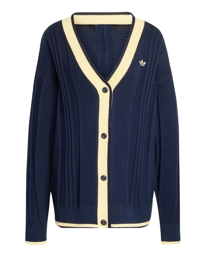 adidas logo-embroidered cardigan - Blau Blau