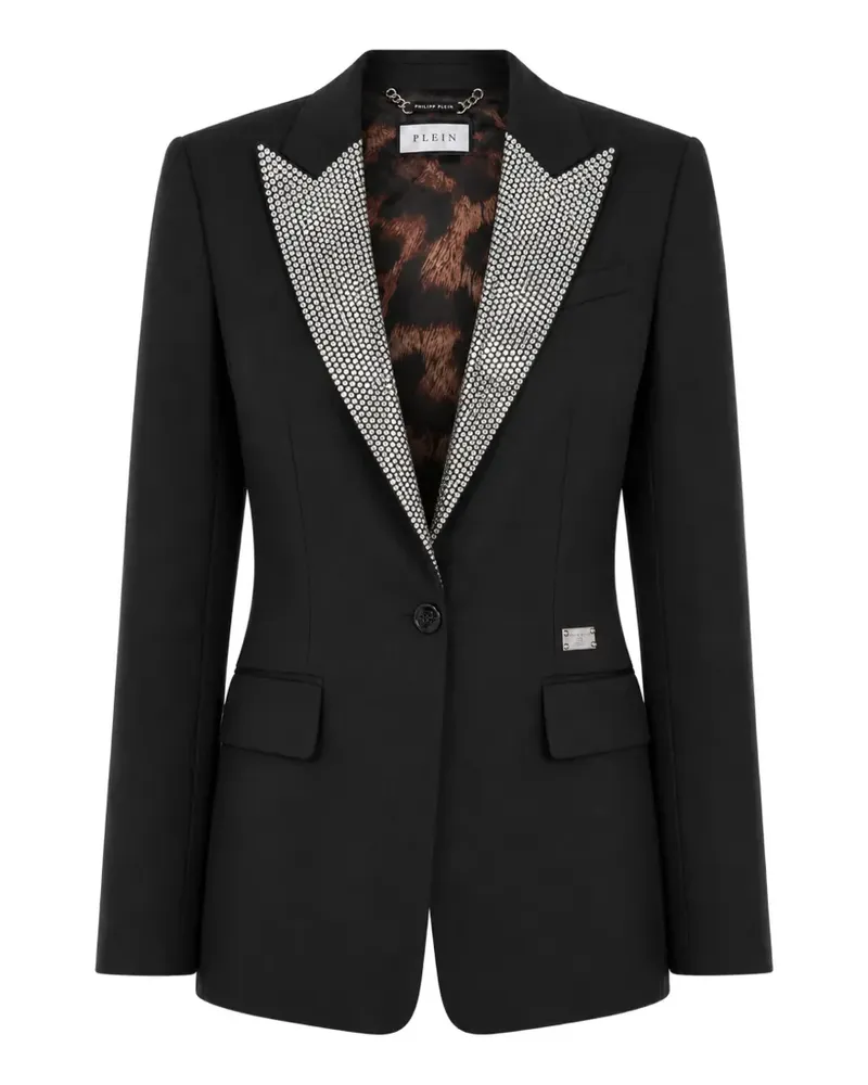 Philipp Plein Einreihiger Blazer mit Strass - Schwarz Schwarz