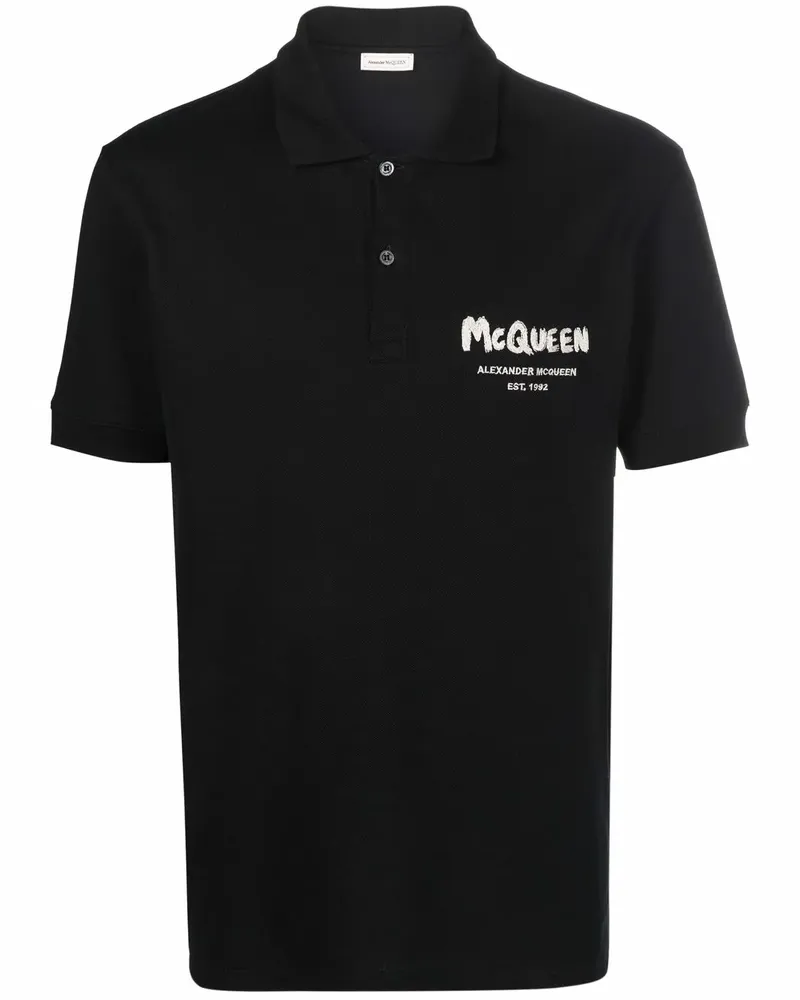 Alexander McQueen Poloshirt mit Graffiti-Logo - Schwarz Schwarz
