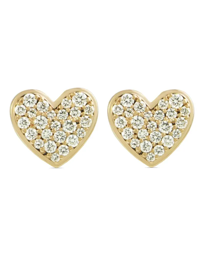 Alinka 18kt Caviar Heart Gelbgoldohrringe mit Diamant Gold