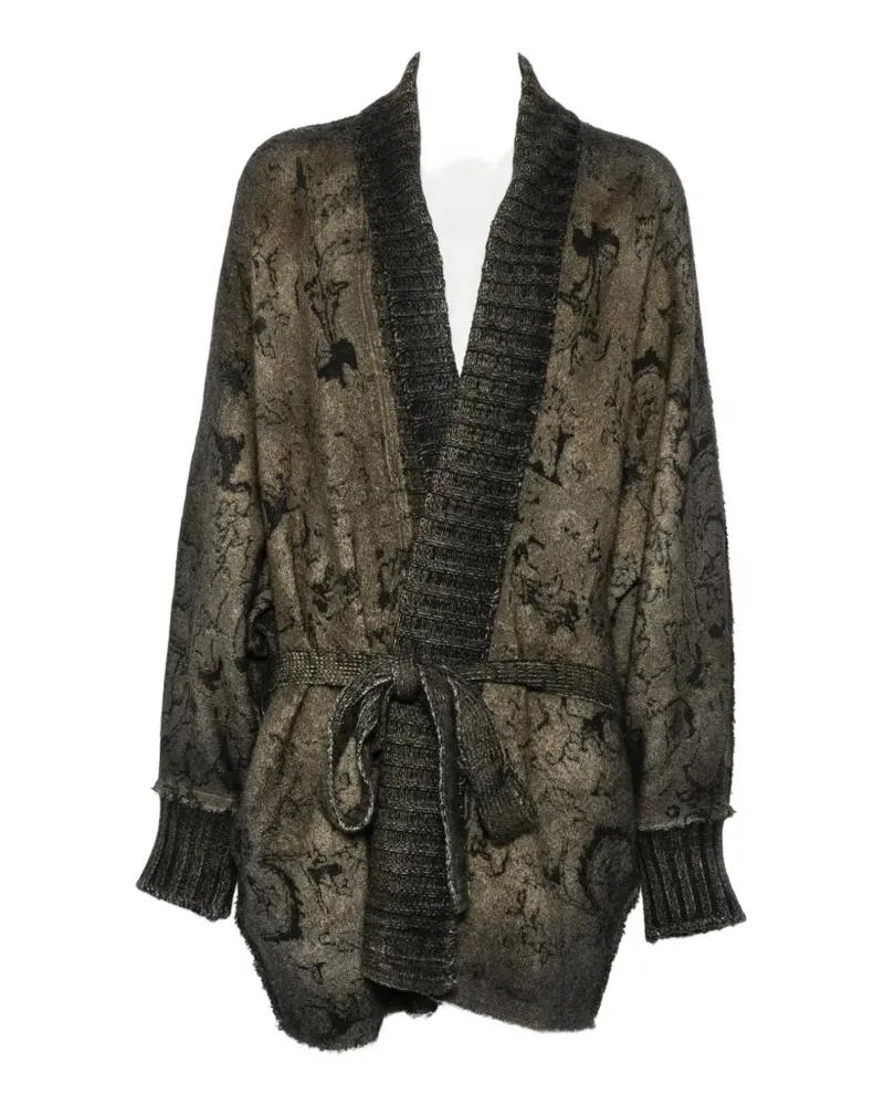 Avant Toi jacquard-knit belted coat - Grün Grün