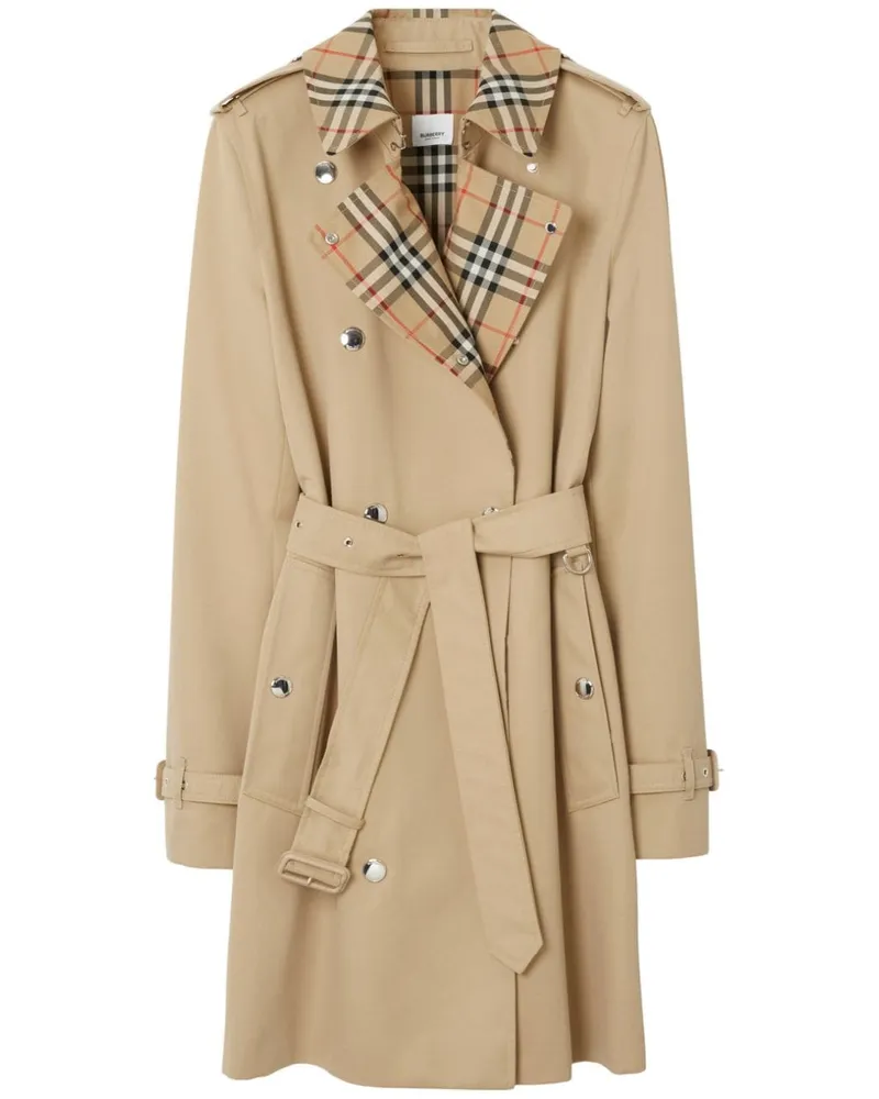 Burberry Kurzer Trenchcoat mit Vintage Check - Nude Nude