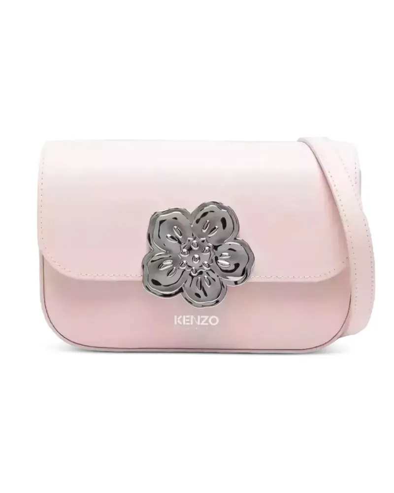 Kenzo flower-appliqué leather crossbody bag - Rosa Rosa