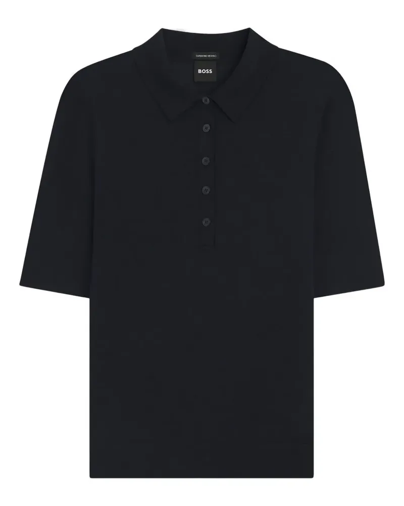 HUGO BOSS Kurzärmeliger Pullover mit Polokragen - Blau Blau