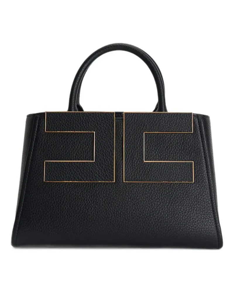Elisabetta Franchi Shopper mit Logo-Schild - Schwarz Schwarz