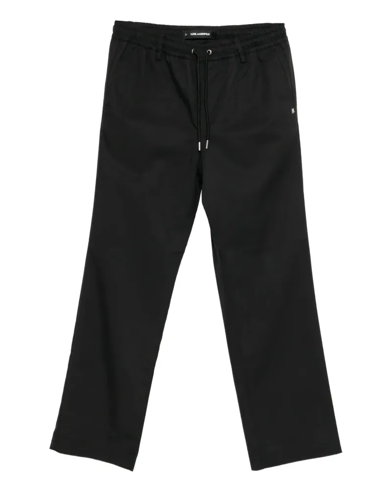 Karl Lagerfeld Gerade Hose mit Logo-Schild - Schwarz Schwarz