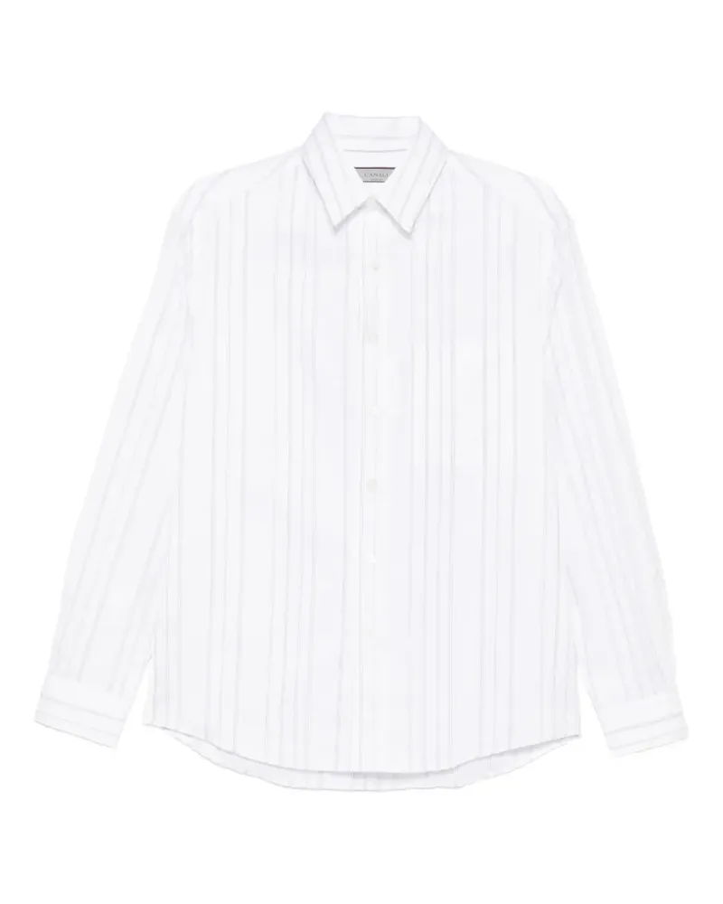 Canali striped chest-pocket shirt - Weiß Weiß