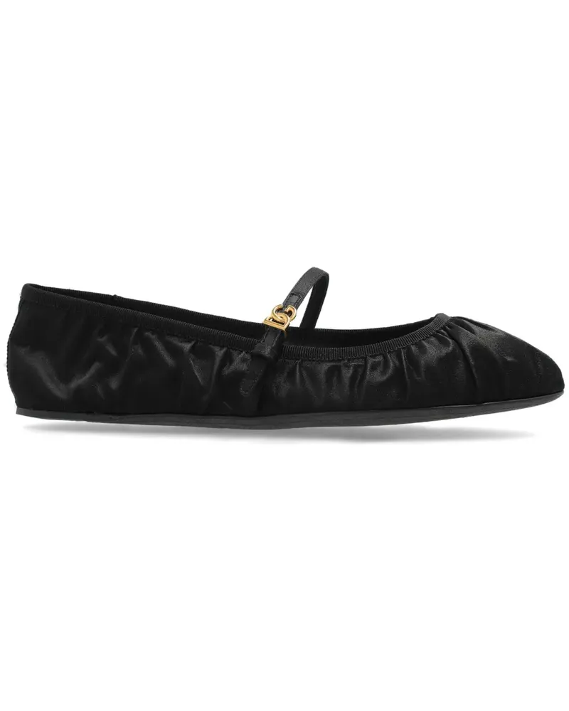 Dolce & Gabbana Ballerinas mit Logo-Schnalle - Schwarz Schwarz