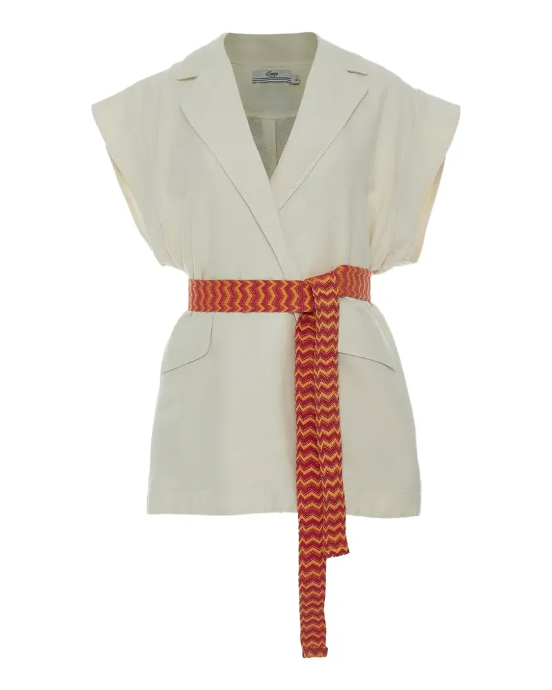 Devotion embroidered belted top - Nude Nude