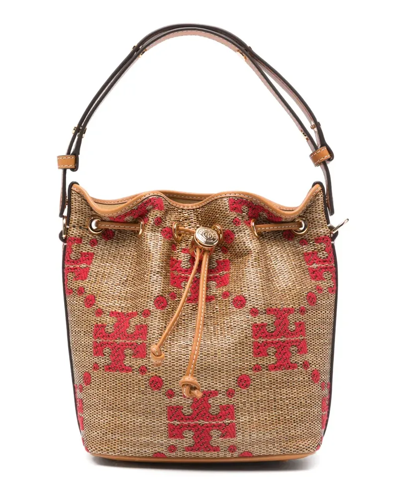 Tory Burch monogram-pattern bucket bag - Nude Nude