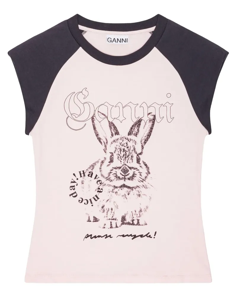 Ganni T-Shirt mit Print - Rosa Rosa