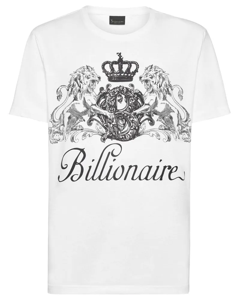 Billionaire T-Shirt mit Logo-Print Weiß