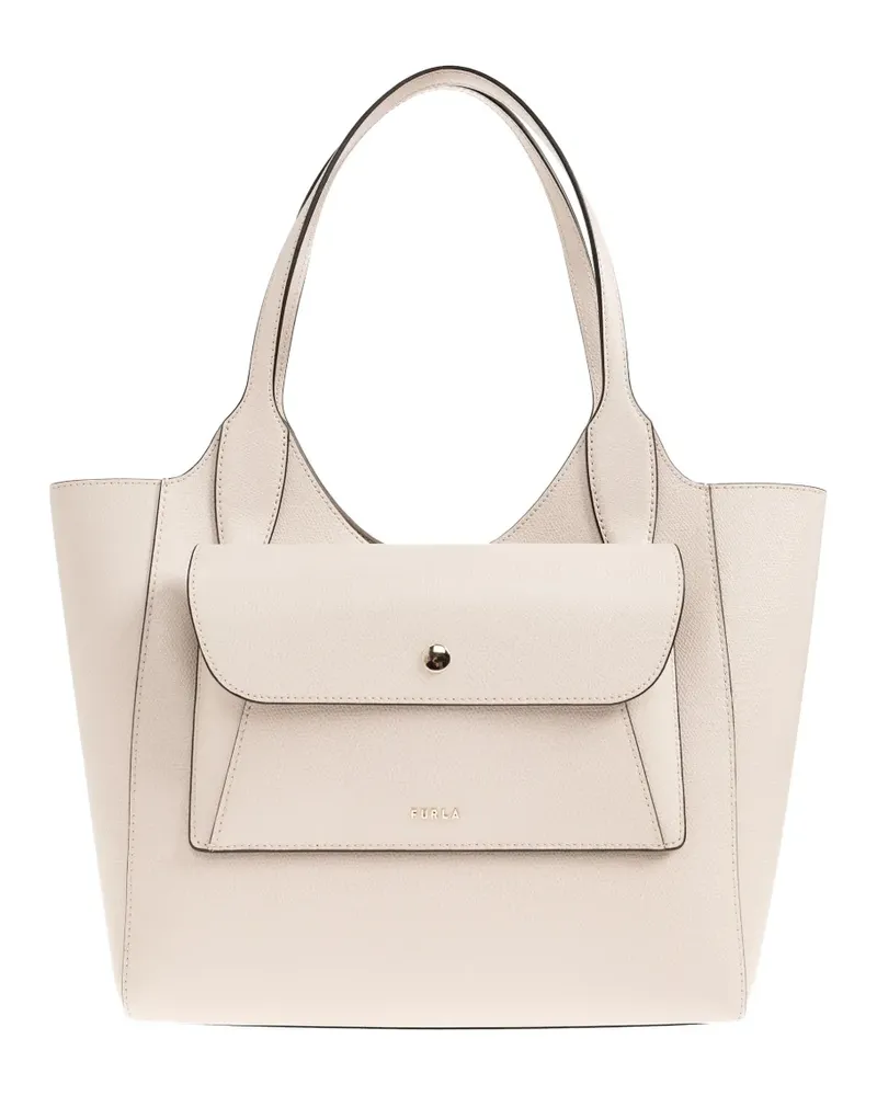 Furla small Lea flap leather tote bag - Nude Nude